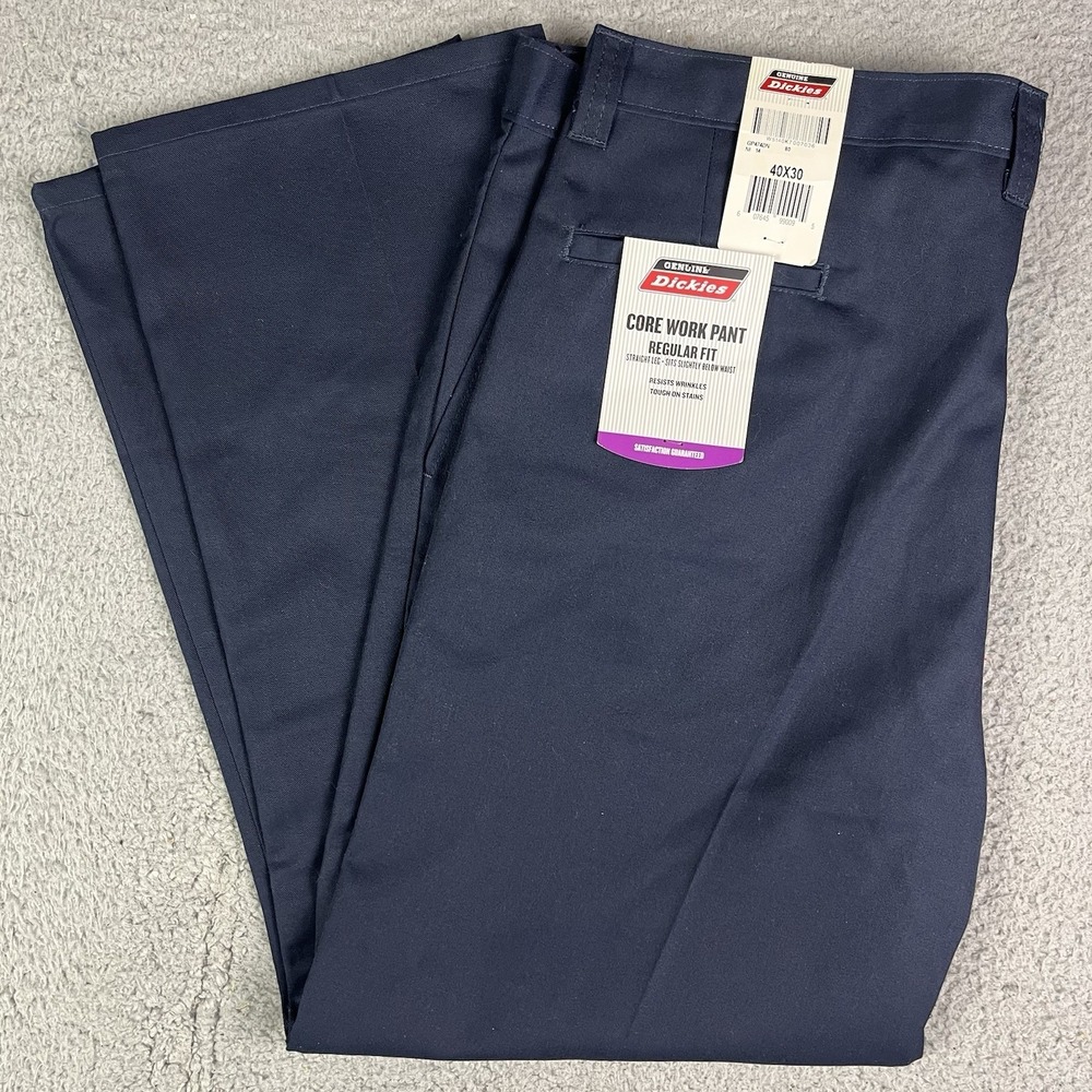 Genuine Dickies Men's Core Work, Regular Fit Straight Leg Flat Front Pant 40X30"